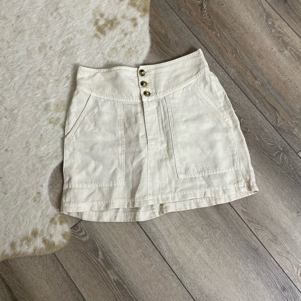 Aerie cream button up mini skirt